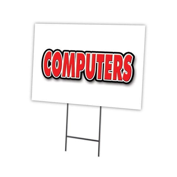 Computers Yard Sign & Stake outdoor plastic coroplast window, C-1216-DS-Computers